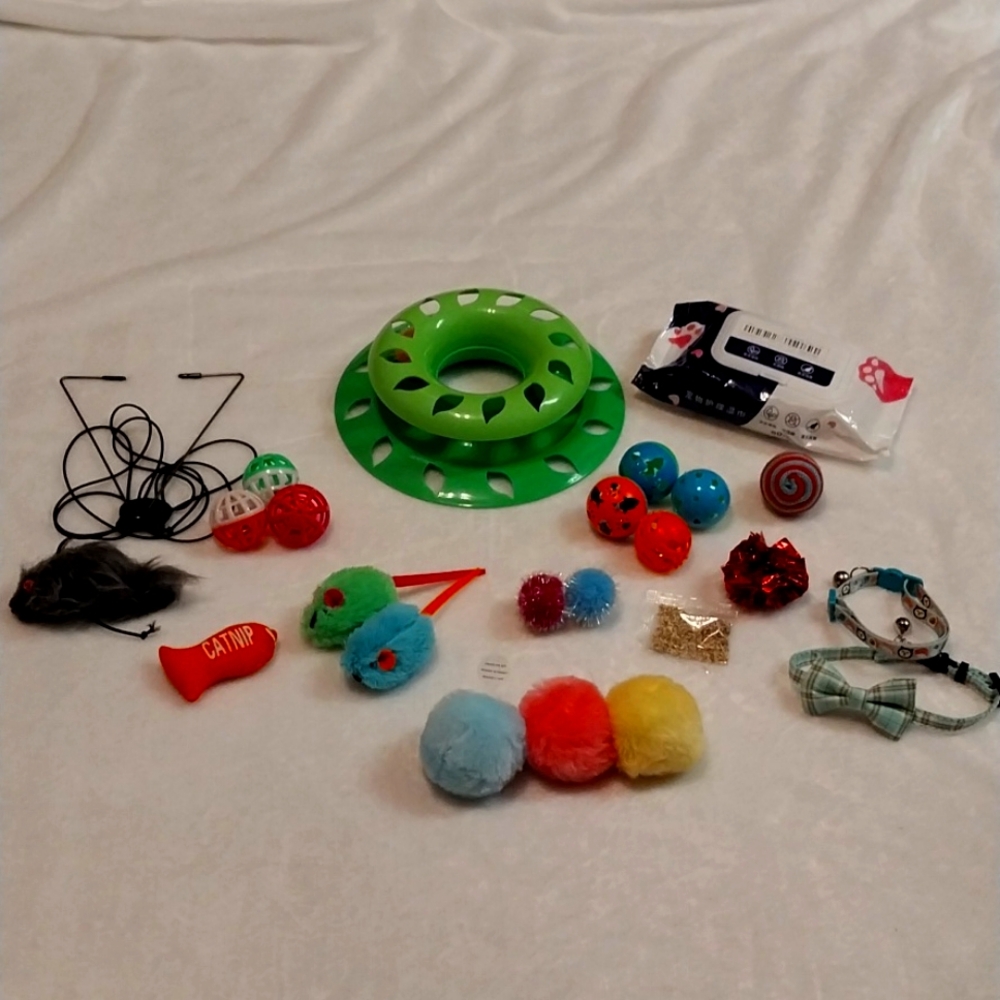 LOT OF CAT TOYS AND MISC items